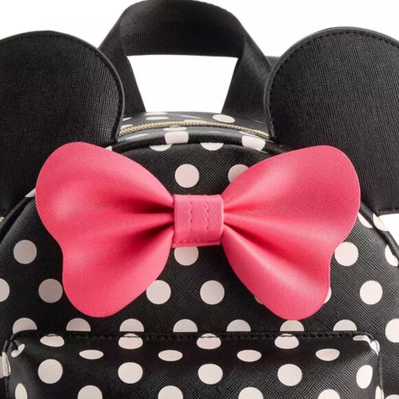 Disney Minnie Mouse Polka Dot Print Mini Backpack with Pink Bow - Picture 6 of 7